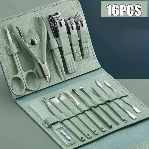 16pcs Manicure Pedicure Grooming Kit, Stainless Steel set