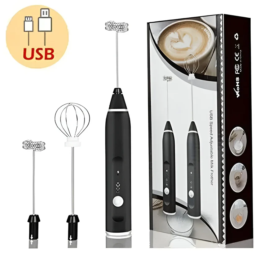 Rechargeable 2-in-1 Coffee Beater & Egg Whisker – 3 High Speeds