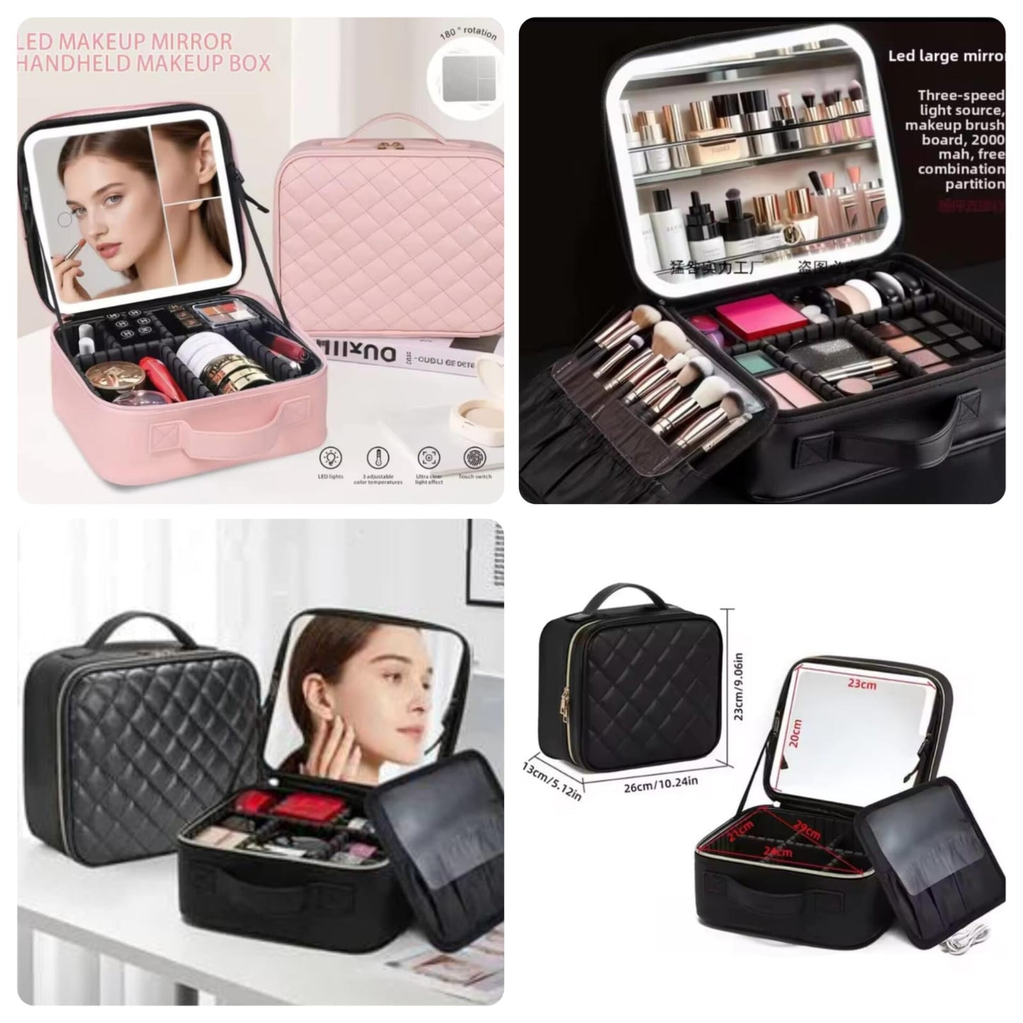 Relavel Makeup Bag with Light Up Mirror,
