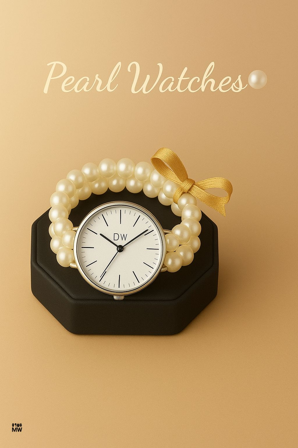 ⌚️ Double Layer Pearls watch Off-White Colour (For Her) Stretchable and Adjustable Size