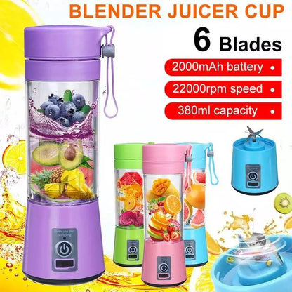 Portable Mini Juice Blender / Rechargeable 6-Blade Juicer Cup / Electric Fruit and Vegetable Juice Maker without Plugging in