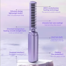 Mini Wireless Professional Hair Straightener Curler Comb USB Charging Fast Heating Negative Ion Curling Brush Styling Tools