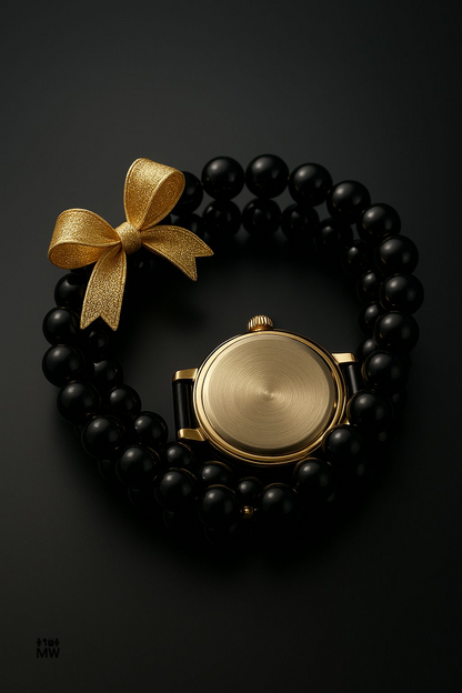 ⌚️ Double Layer Pearls watch Off-White Colour (For Her) Stretchable and Adjustable Size