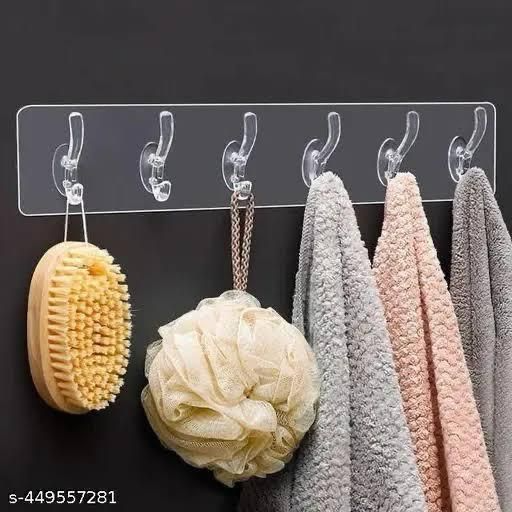 3 pck Transparent Self Adhesive 6 Hooks Strips