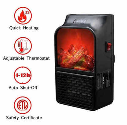 Portable Electric Heater With LED Fireplace Display