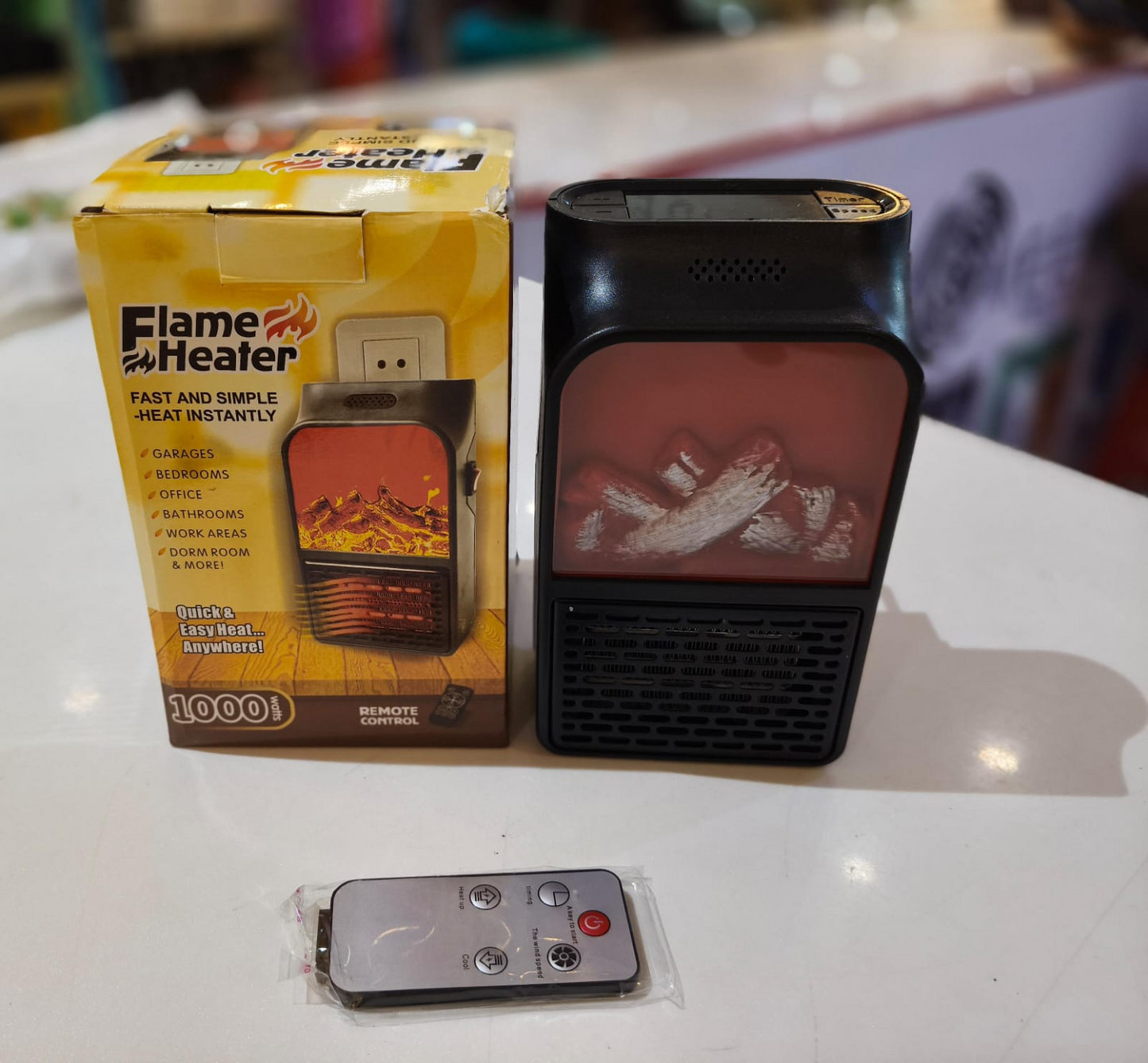 Portable Electric Heater With LED Fireplace Display